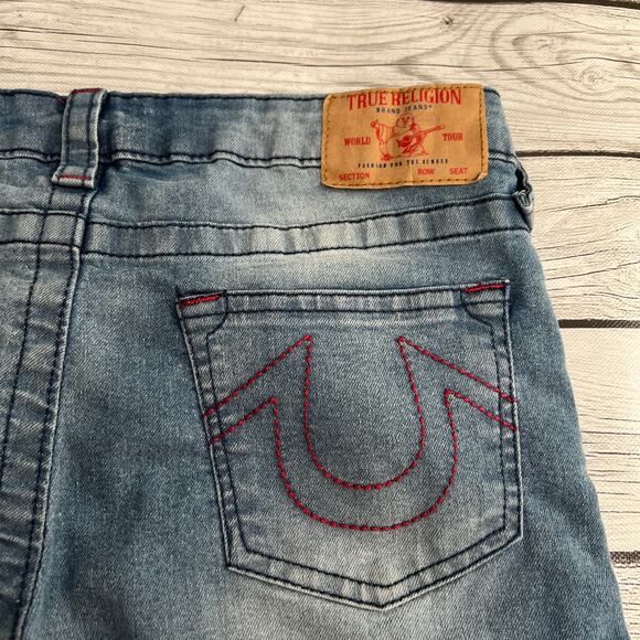 True Religion Geno Relaxed Slim Moto Mens Blue Denim Shorts Size 16 - Picture 11 of 11